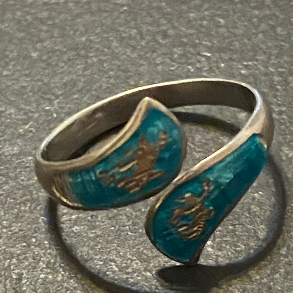 COPY - Vintage Siam Sterling Silver Hand Carved goddess Bypass Ring 7